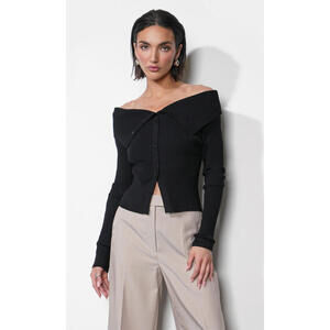 Linnea Button Down Off Shoulder Sweater Top